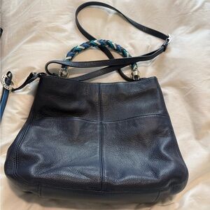 Brighton Dark Blue Shoulder Bag with Braided Strap